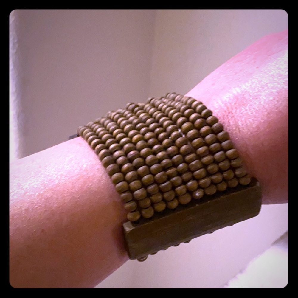 Elastic bracelet wood looking material